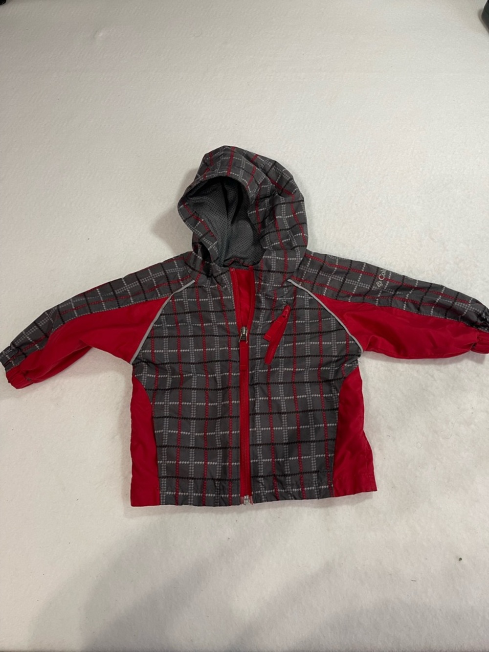 Columbia infant Gray Plaid Jacket with Red Accents size 12 mo